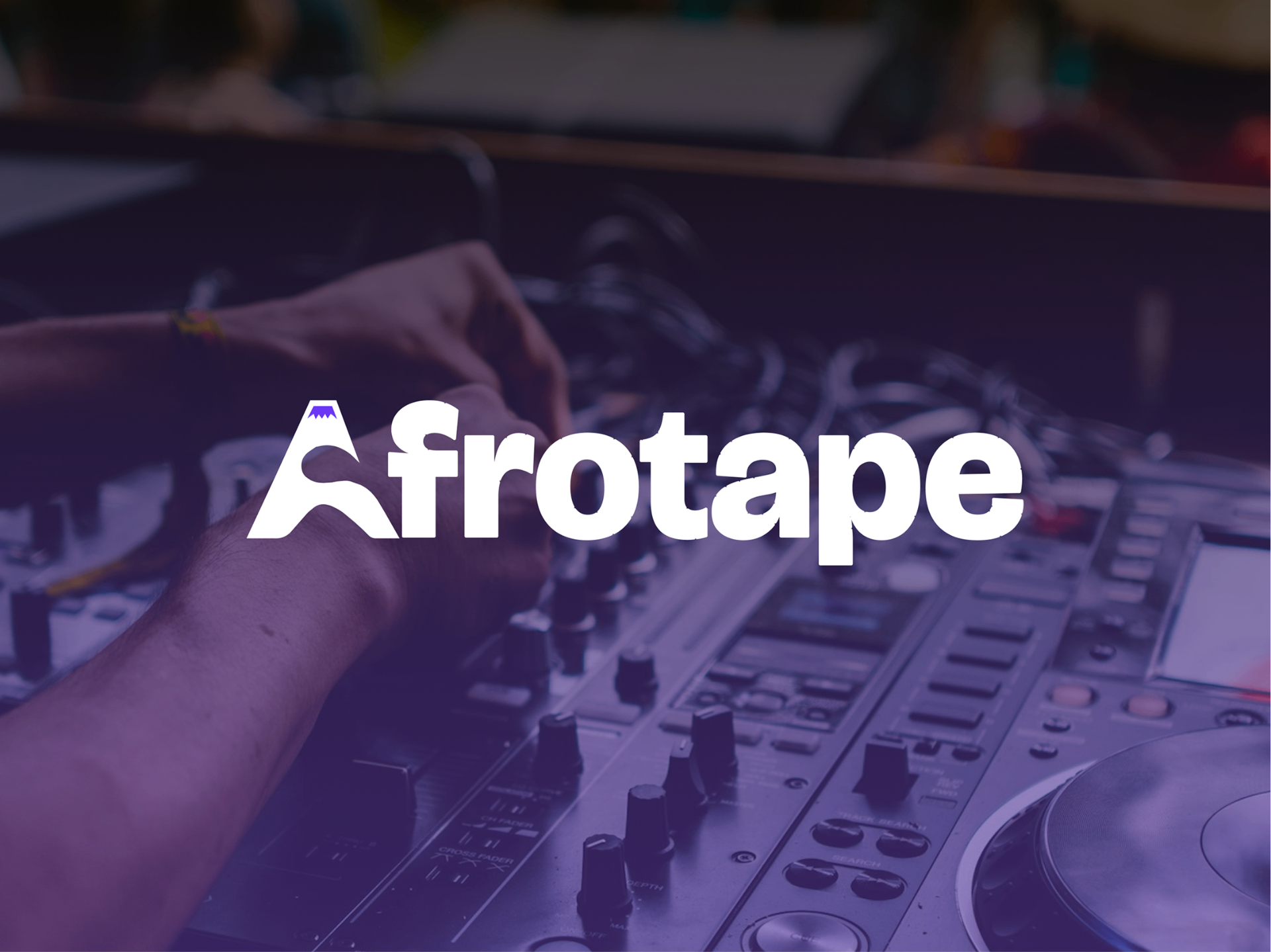 Afro Tape wordmark over a DJ booth photo treatment