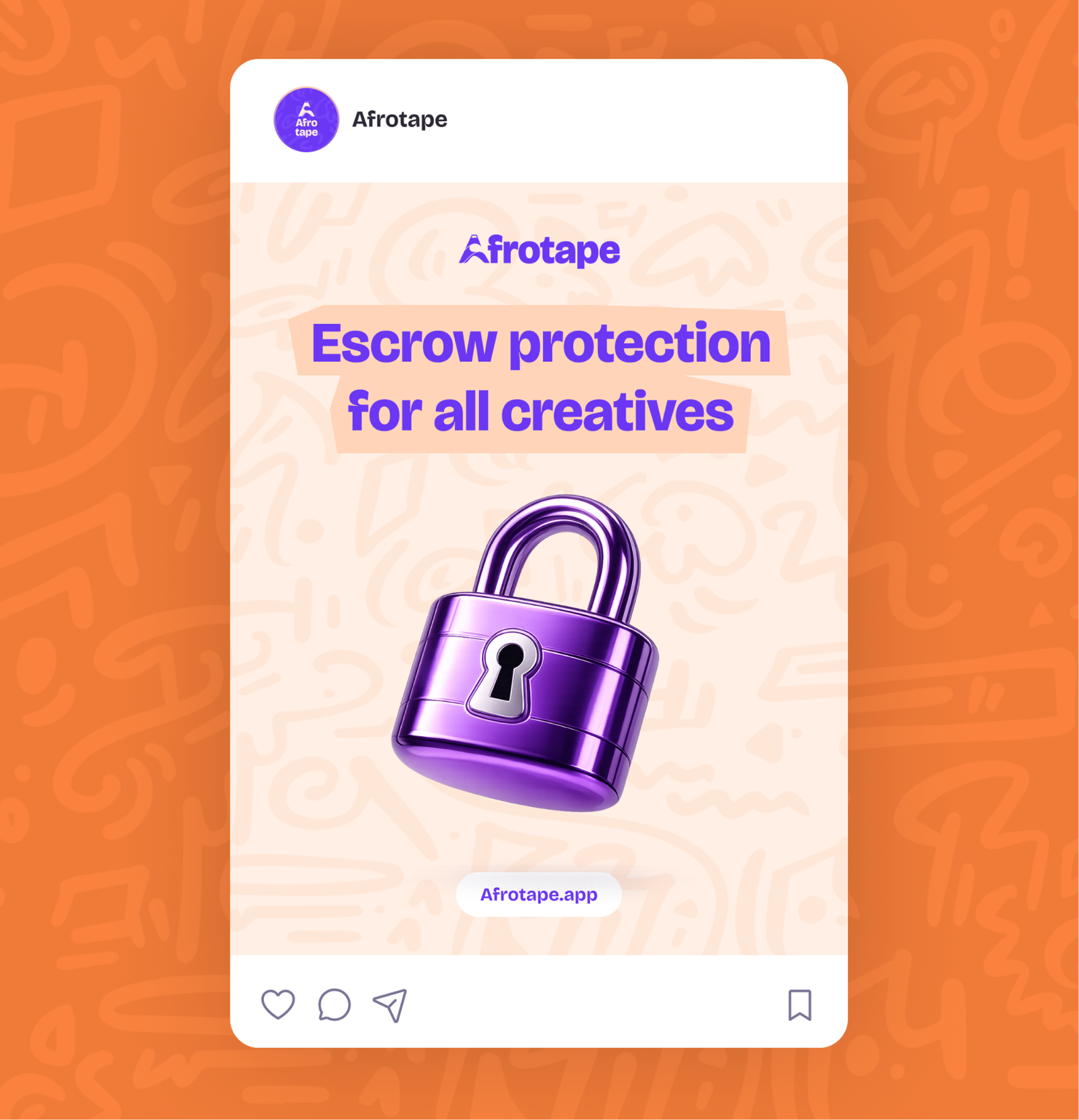Afro Tape Instagram post promoting escrow protection for creatives