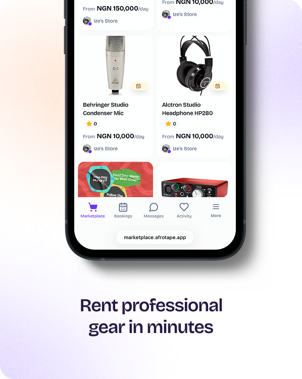 Landing section — Rent professional gear in minutes