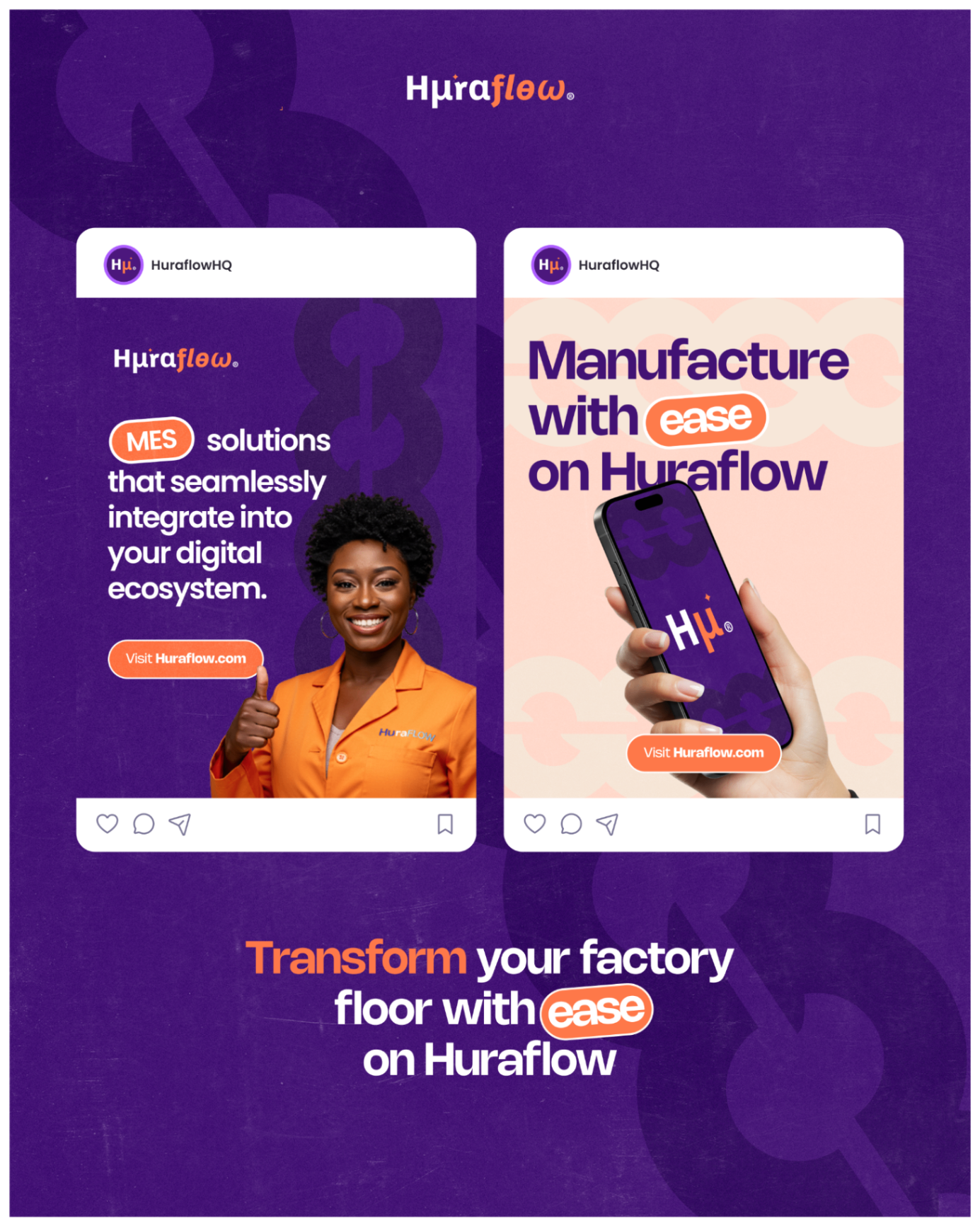 Huraflow social campaign creative showcasing Instagram-style ads