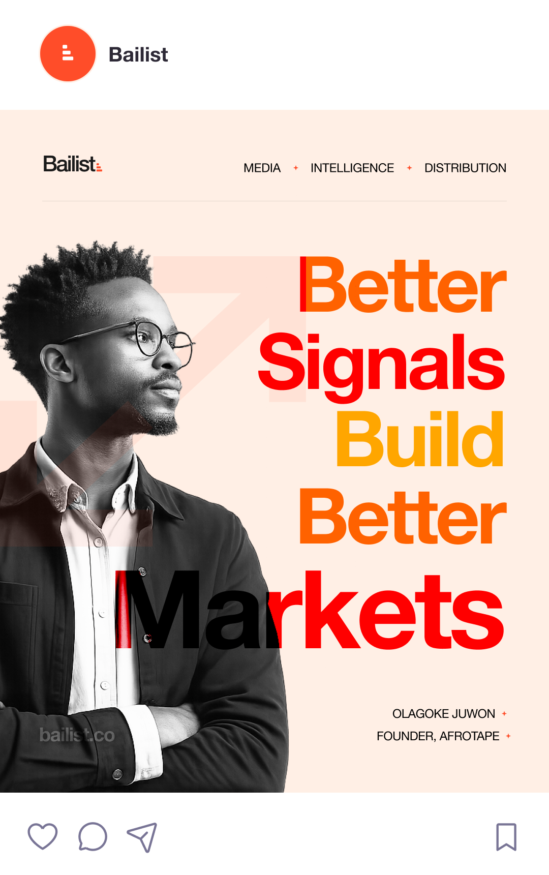 Bailist portrait post: Better Signals Build Better Markets — Olagoke Juwon, Founder, Afrotape.