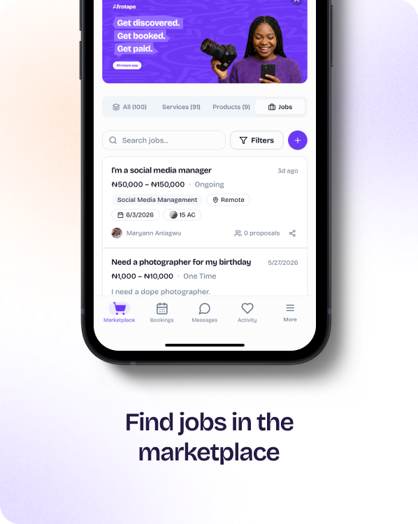 Landing section — Find jobs in the marketplace
