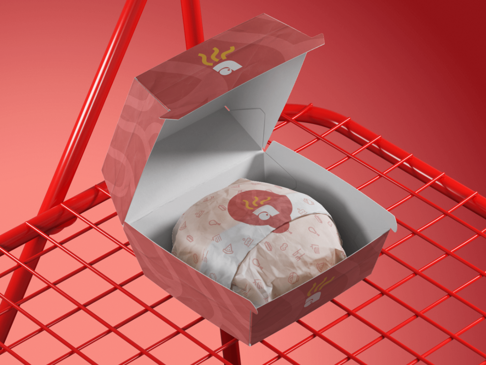 Aroma on Wheels open food box packaging mockup
