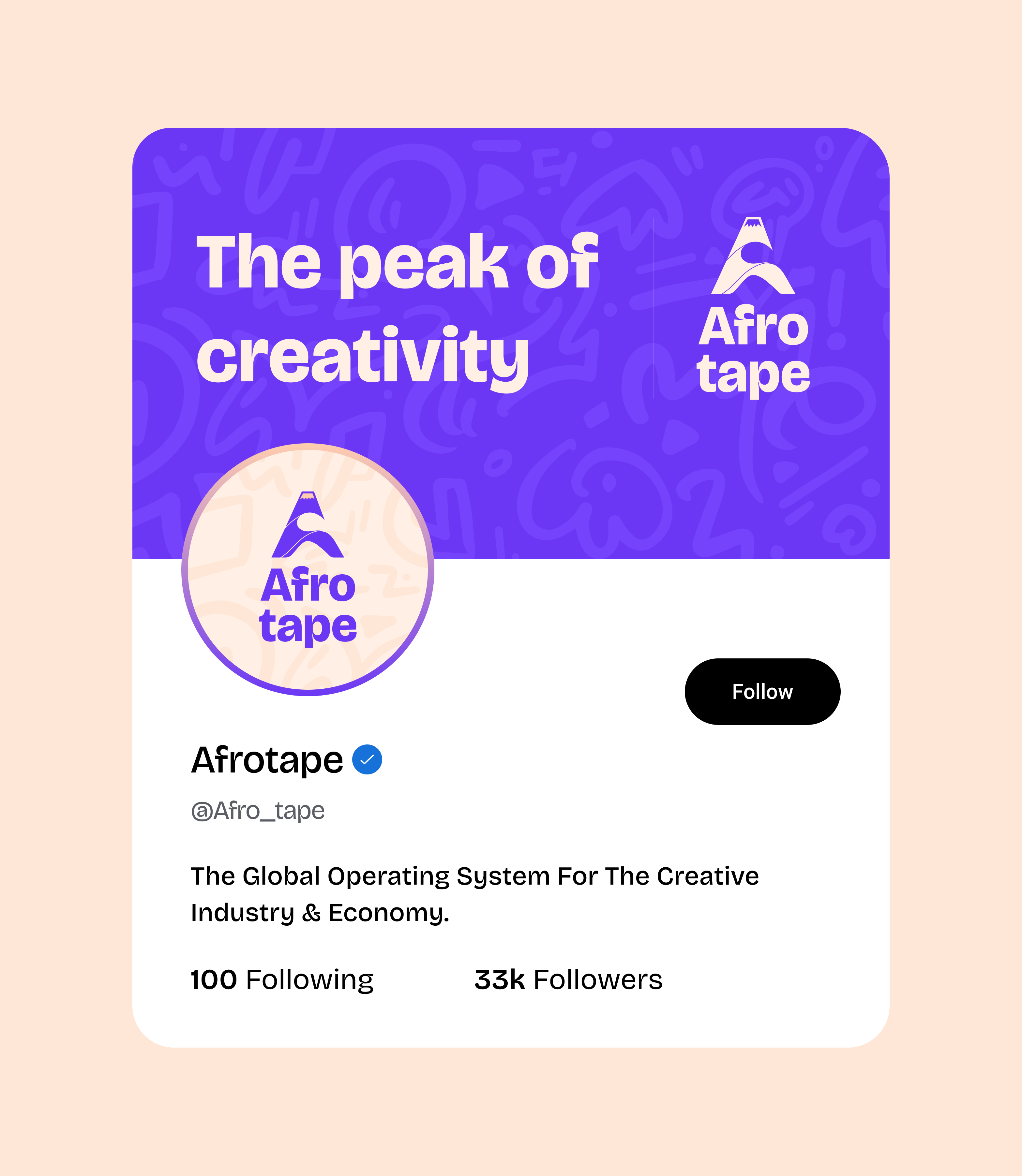 Afrotape Instagram profile mockup on cream: The peak of creativity.