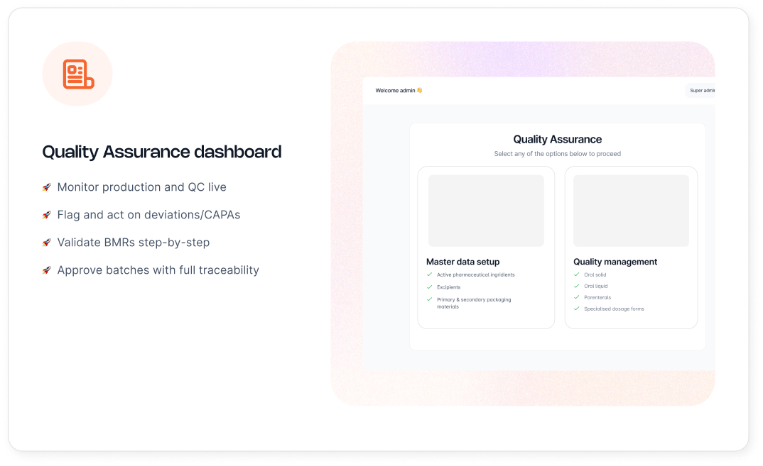 Huraflow quality assurance dashboard card
