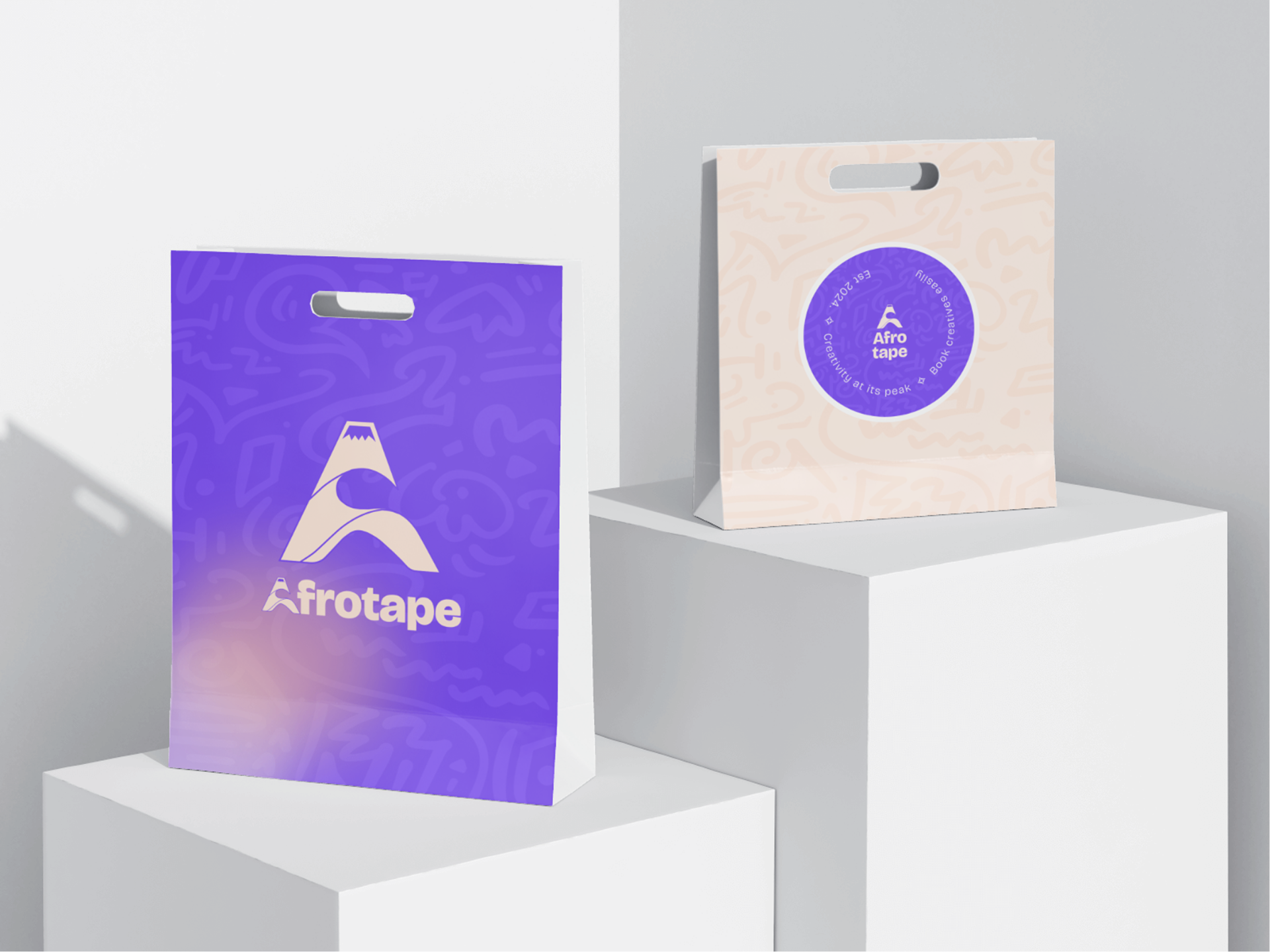 Afro Tape paper bag mockups