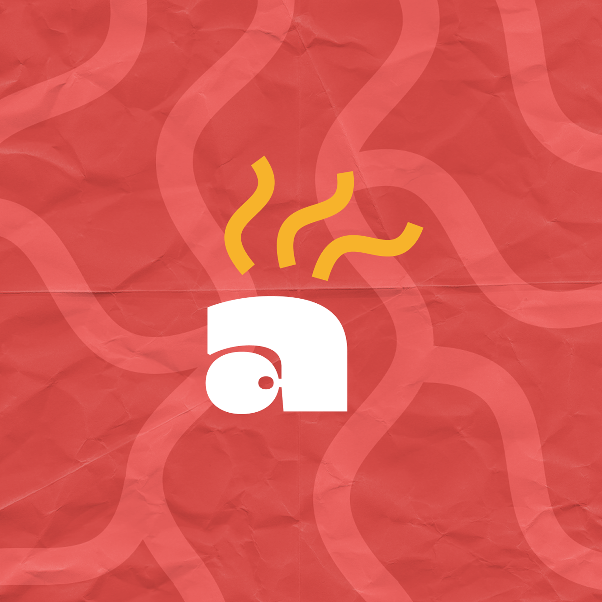 Aroma on Wheels logo mark on red patterned background