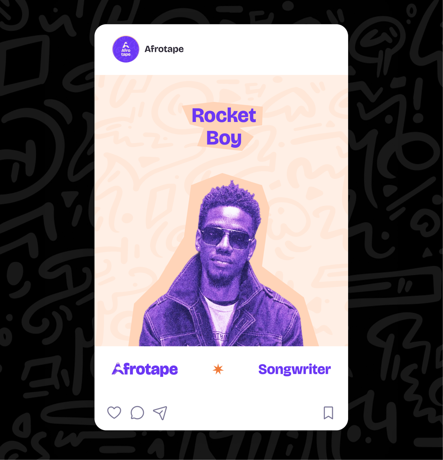 Afro Tape artist spotlight card featuring Rocket Boy