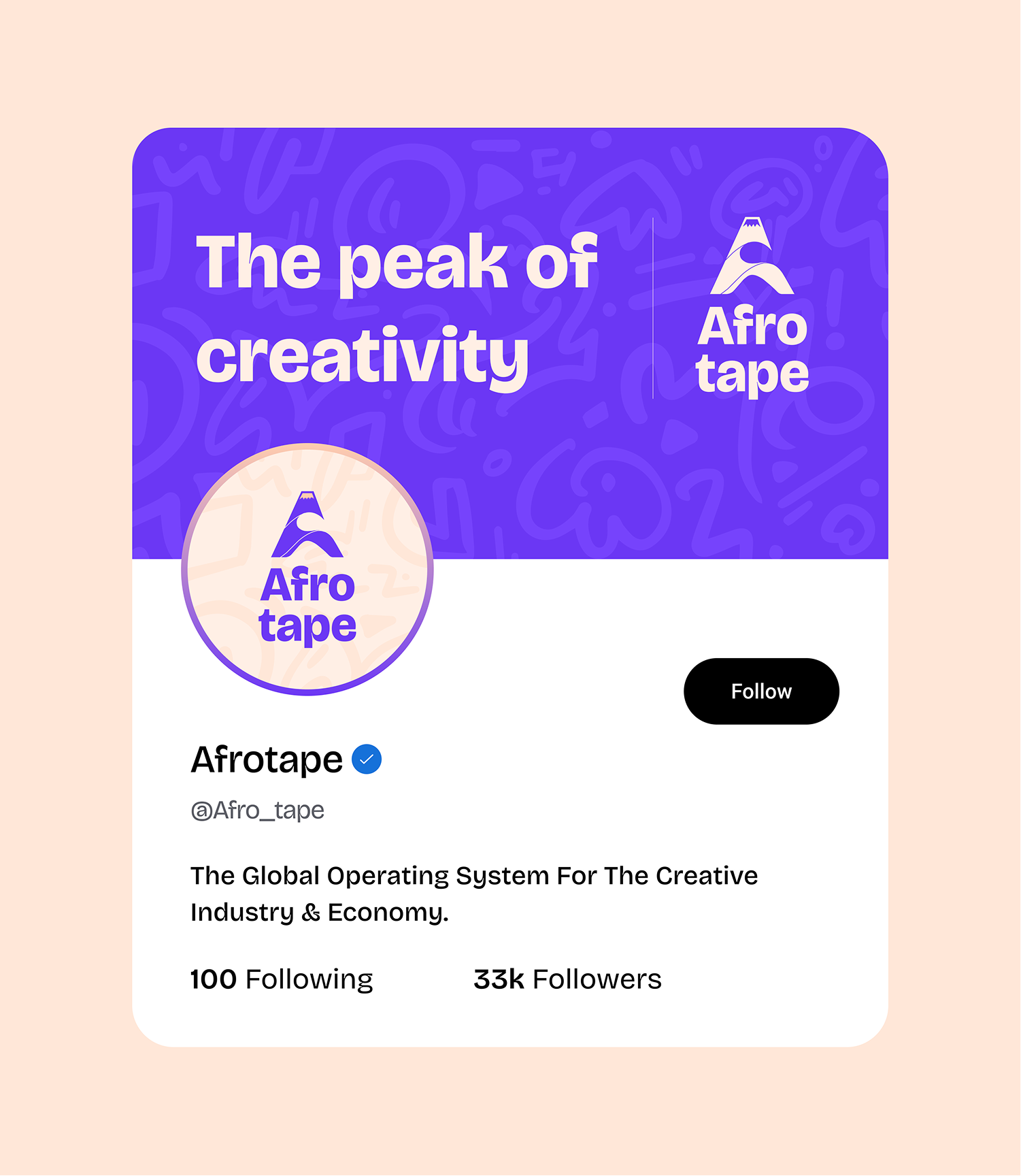 Afro Tape social profile mockup with cream background variant