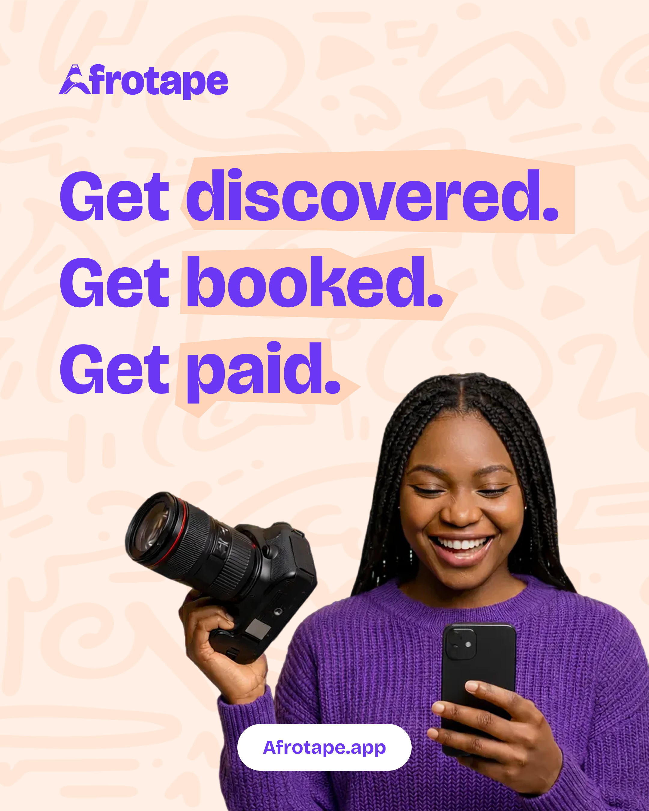 Afrotape Instagram post: Get discovered. Get booked. Get paid.