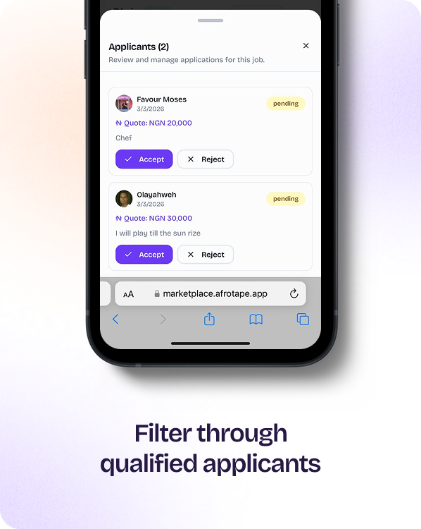 Landing section — Filter through qualified applicants