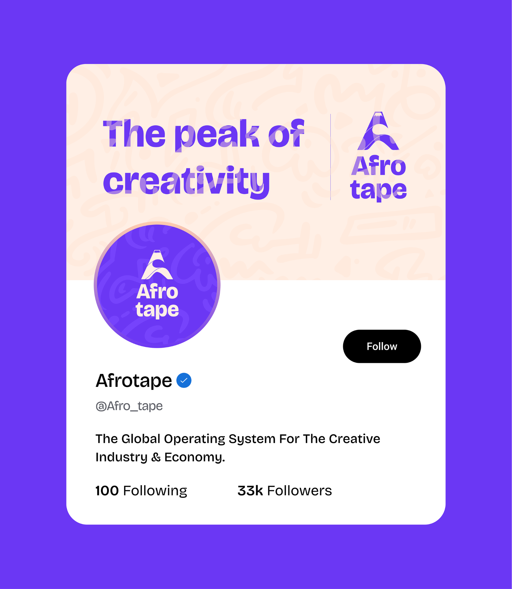 Afro Tape social profile mockup with purple background variant
