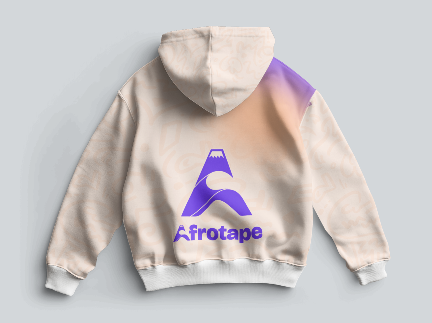 Back view of Afro Tape hoodie with oversized logo graphic